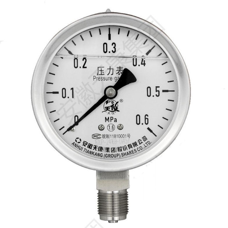 Solid Front Pressure Gauge 150 mm Dail Filling Liquid Glycerin Process Connection 1/2